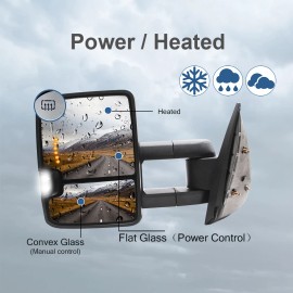 Power Turn Signal Towing Mirrors For 2007-13 Chevy Silverado GMC Sierra Chrome