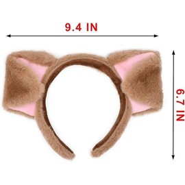 Plush Animal Ears Headband Animal Headband with Ears, Animal Ears Headpiece Cartoon Animal Ears Hair Accessories, Headpiece, Cute Cosplay Costume Accessory for Carnival, Fancy Dress, Theme Party