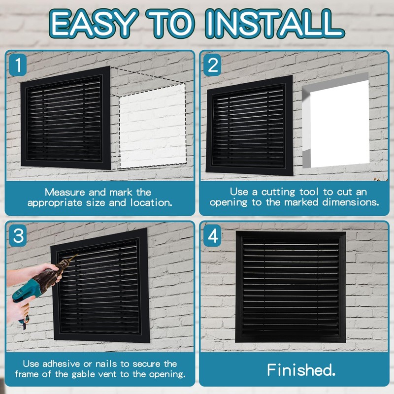 Gisafai 2 Pcs 26" x 26" Gable Vent Aluminum Alloy
