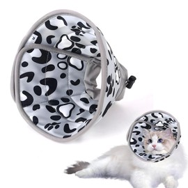 Cat Cone Collar Soft, Adjustable Cat Recovery Collars, M Size Pet Recovery Collar for After Surgery, Grey Cat Cones to Stop Licking
