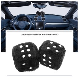 ECSiNG Car Hanging Furry Dice Soft Dice Ornament with Suction Cup Hanging Decoration Hanging Dice Pendant with Dots for Car Interior Home Office 6cm Black