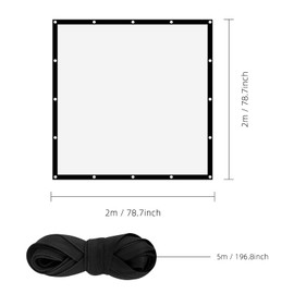 Clear Tarpaulin Waterproof Heavy Duty 2m x 2m Transparent Tarpaulin Sheet, Transparent PVC Clear Tarpaulin with Eyelets and Rope,Waterproof Gazebo Side Panels for Home Garden Outdoor Camping Caravan