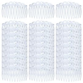 Cinaci 30 Pieces Clear White French Twist Water Wave Plastic Hair Side Combs Slides with 11 Teeth Wedding Brides Veil Combs Hair Accessories for Women Girls