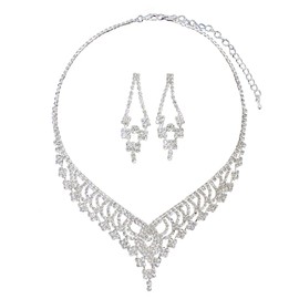 AN SHU Rhinestone Necklace Earrings Set Earrings Set Wedding Wedding Party