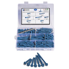 220Pcs Concrete Screws 1/4" 3/16" Concrete Drill Bit Set, Hex Head Screws Masonry Screws for Concrete Brick, Masonry Drill Bit Set Self Tapping Concrete Screws Concrete Screw Anchor