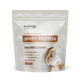 ProDough Gourmet Whey Isolate Hydrolized Protein Powder for Shake Mix- Easy Digest Enzyme Blend, 25g Protein per Serving, Natural Ingredients, Gluten Free, Keto Friendly (Coconut Cream)