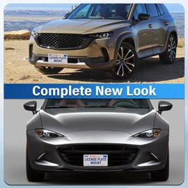 Steel No-Drill Front Bumper License Plate Bracket – Anti-Theft Tow Hook Mount fits for Mazda CX-50 2023-2024,Front Bumper Relocator with Rust-Resistant Coating