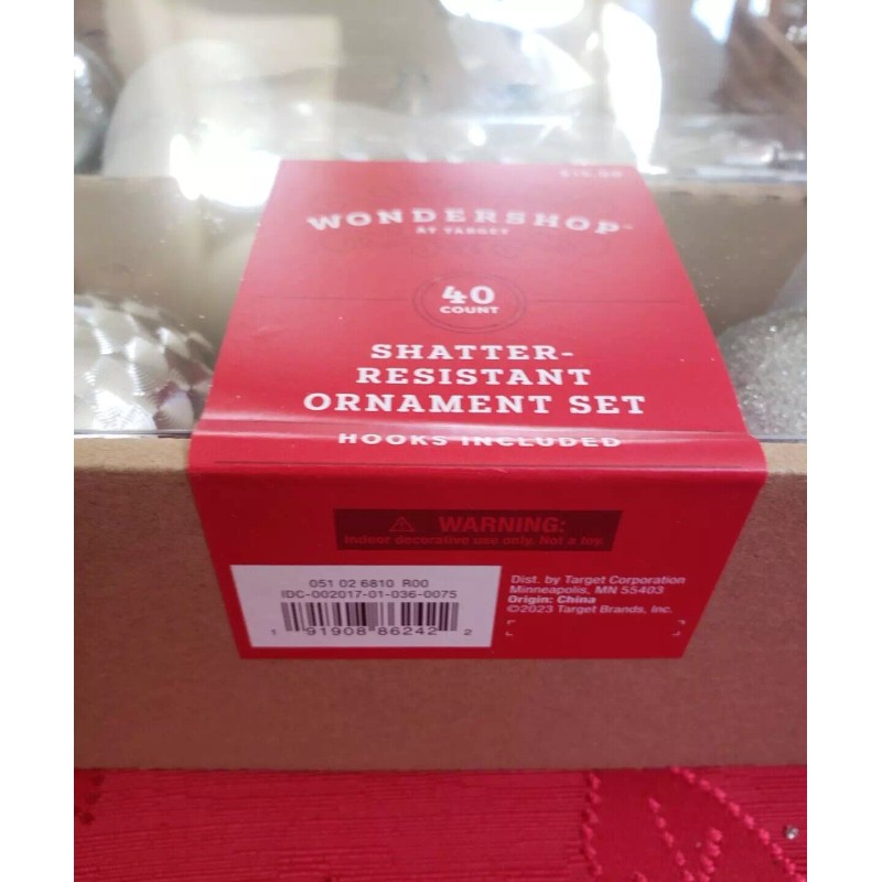 Wondershop NEW WONDERSHOP 40 Count Shatter Resistant Ornament Set Assorted