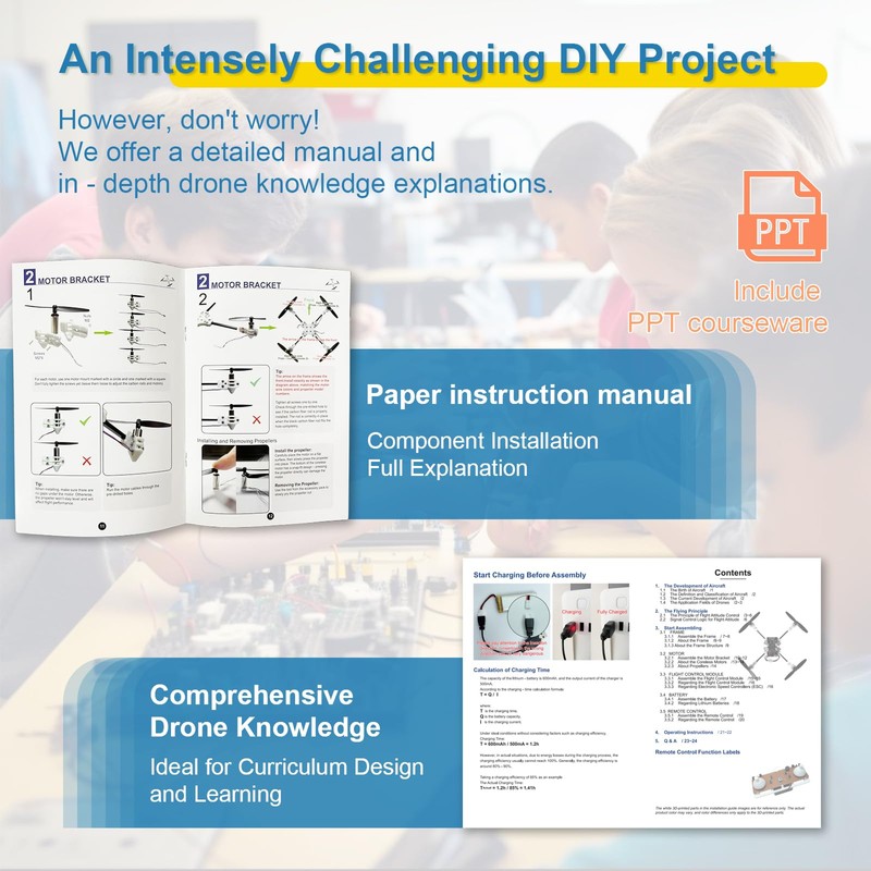 Coreless Motor STEM Drone Kit | Hover Tuning, 3-Speed Modes，One-Touch