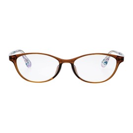 パール 老眼鏡 3.5 ブルーライトカット レディース Anna Emilia UVカット クリアレンズ 花柄 ブラウン AE-AN-003
