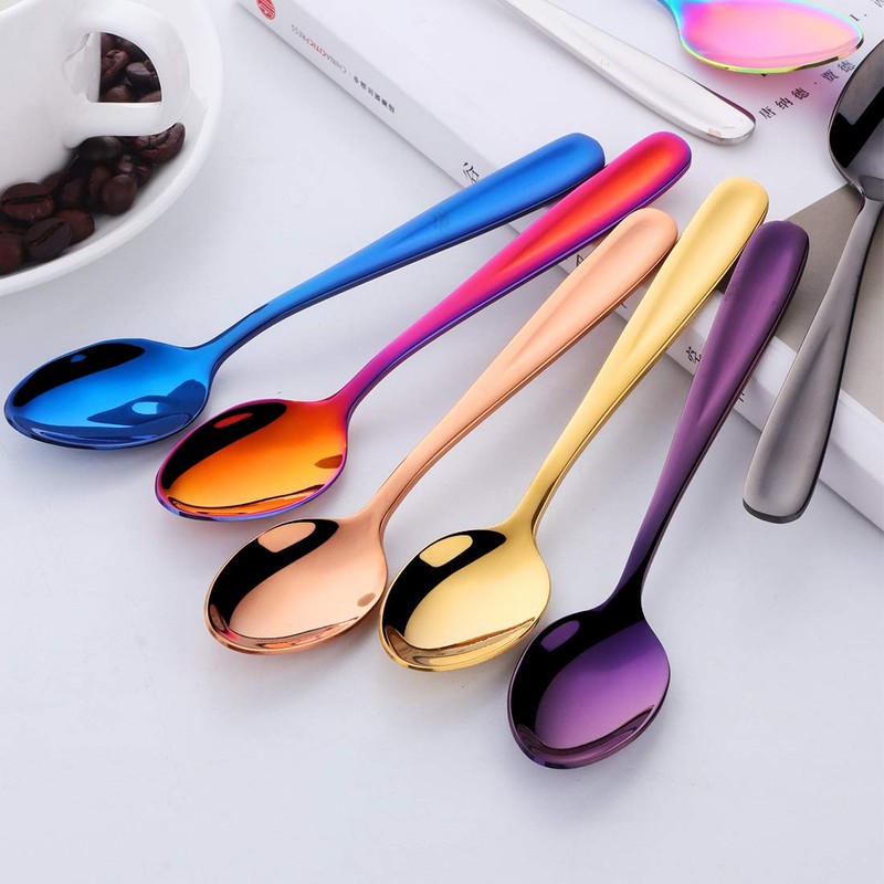 SBOMHS Teaspoons Set of 8, Coffee Spoons/Dessert Spoons, 5.5inch/14cm (Coloured)