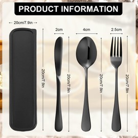 Zyiphor Set of 3 Travel Cutlery with Case, Camping Cutlery Set, Stainless Steel Camping Cutlery with Case, Portable Travel Cutlery for Travel, Outdoor, School, Picnic