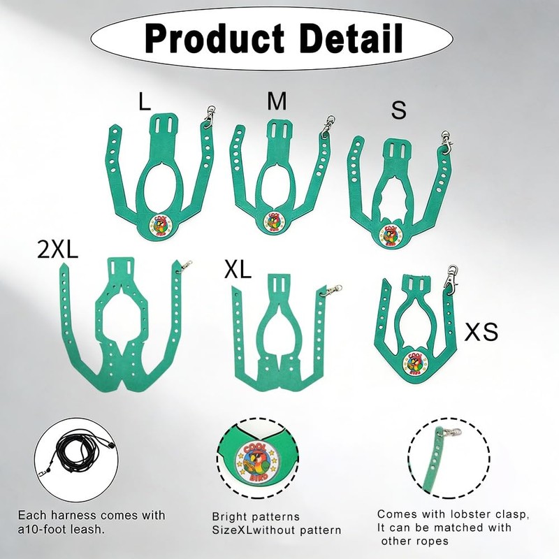Adjustable Bird Harness & Leash Set for Small Birds,FitsBudgie,Parakeets, Conures,
