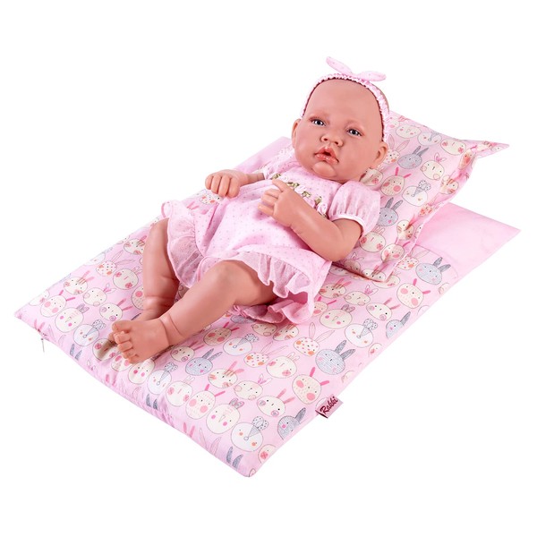 Doll Bedding 2 Pc. Set Pink Rabbit Print Bedding Pad/Mattress/Blanket
