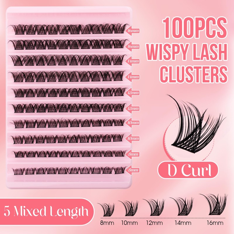 GEMERRY Cluster lashes, DIY Eyelash Extenisons 8-16mm D Curl Fluffy