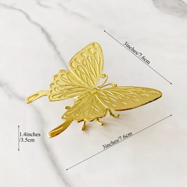 Pewery Gold Mini Butterfly Figurine, Solid Metal Animal Ornament, Mini Butterfly Sculpture for Home Office Garden Desktop Decor