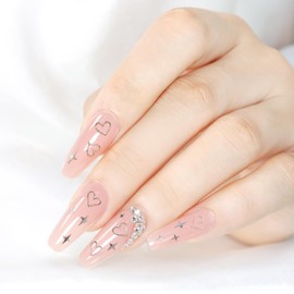 Frcolor Nail Art Stickers, Glitter, 5 Pieces, 3D Nail Stickers, Simple, Nail Stickers, Characters, Sparkling Silver Star, Paste, Nail Design, No Damage, Easy Nail Art, Fashion