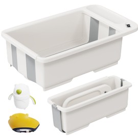 SRGAFIX Collapsible Baby Bathtub, Foldable Baby Bath Tub with Smart Temperature Display, Portable Travel Bathtub, Ideal for 0-36 Months Infants, White