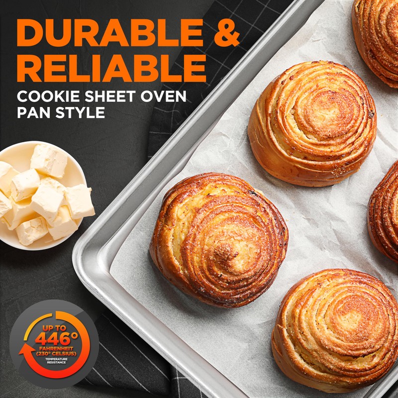 NutriChef Non Stick Baking Sheets, Cookie Pan Aluminum Bakeware with