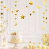ZEYIYER 52Ft/12m Gold Star Garland, Moon Stars Bunting Decoration
