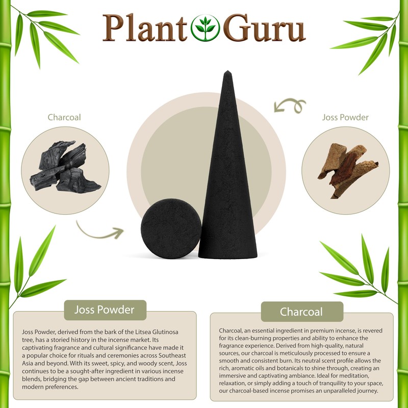 100 Unscented Charcoal Incense Cones 2" TOPFLOW - 100% Natural