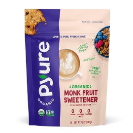 Pyure Organic Monk Fruit Sweetener | White Sugar Substitute for Baking, Coffee & Tea | Zero Carb, Zero Calorie, Keto, Plant-Based, Non-GMO, Gluten-Free, USDA Organic | 12 oz Granulated Blend