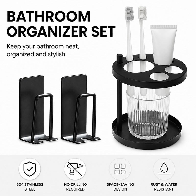 Toothbrush Holder Set - Toothbrush and Cup Holder - Toothbrush