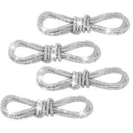 Hpmjz 4 Pcs Rhinestone Glitter Rope Crystal Bling Round Laces Replacement Laces Rope Bling Glitter Shiny Drawstring Cords Replacement for Women Men Sweatpants Sneakers