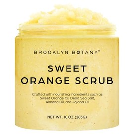 Brooklyn Botany Sweet Orange - Exfoliante corporal hidratante y exfoliante para el cuerpo, cara, manos, pies, combate las estrías, líneas finas,...   