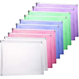 TIENO 20PCS Poly Envelopes with Zipper, Legal Size Expanding Plastic Zip Envelopes for Office School Home