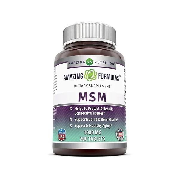 Formulas Msm 1000mg 200 Tabletas Amazing Nutrition Sabor Sin Sabor
