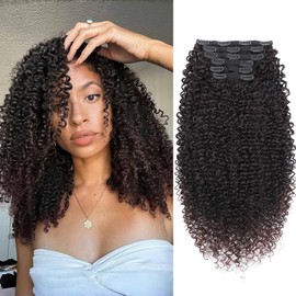 Curly Clip in Hair Extensions for Black Women 6PCS Protein Silk Kinky Curl Hair Extensions, Soft Natural Look, Lightweight, Tangle-Free, Long-Lasting, Easy to Install, Budget-Friendly