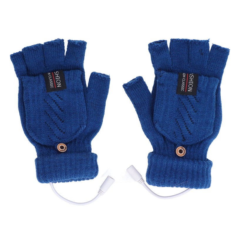 1 Pair USB Heated Gloves Electric Heating Thermal Knitting Gloves