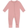 GUISBY Long Sleeve Romper Baby Girl, Double Zipper Pajamas peach