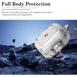 KZIOACSH Clear Case for Beats Fit Pro, Full-Coverage Shockproof Soft TPU Protective Earphone Case Reinforced Protection Anti-Lost Carrying Bumper Cover with Keychain Hook for Beats Fit Pro