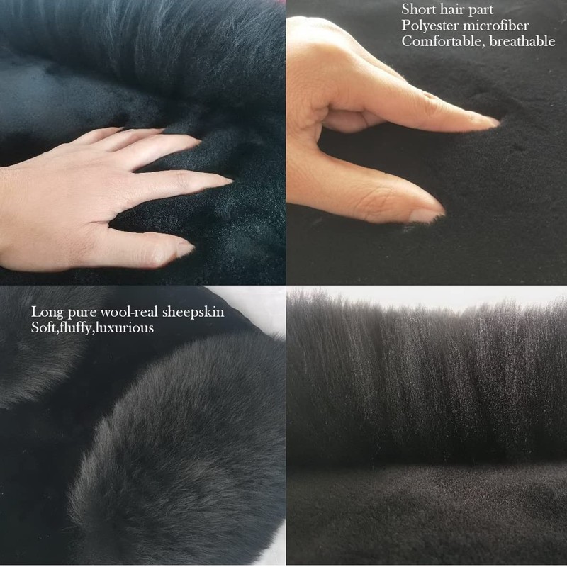 IMQOQ A Pair 50% Genuine Sheepskin Fur Car 2 Front