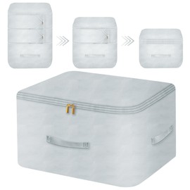 Ultra Space Saving Self Compression Organizer, Comforter Storage Bag for Clothes, Blankets, Pillows, Duvet, Comforters, Bedding Sets and Much More (Gray,X-L - 54 * 42 * 60cm)