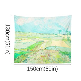 Berkin Arts Art Decor Tapestry with Landscape Design Wall Hanging Aesthetic Backdrop Green Beautiful Sky for Living Room 51.2 x 59.1 Inch (Wheat Fields after the Rain by Vincent Van Gogh)