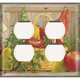 Garden Fruit Basket - Double Duplex Outlet Light Switch Plate Cover