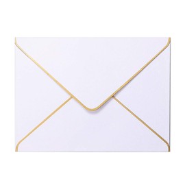 Pack of 25 Pearlescent White Envelopes with Golden Edge 136 x 195 mm, Luxury Pearlescent Pearls A7 Envelopes, 5.3 x 7.6 inches, Shiny Envelopes for Invitations, Wedding, Photos, Bridal Shower
