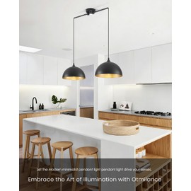 Otmilance Black Pendant Lights Kitchen Island 2-Light, Black Dome Pendant Light, Kitchen Island Lighting, Dining Room Light Fixture, Island Pendant Lights for Kitchen, Dining Room, Bar, Cafe