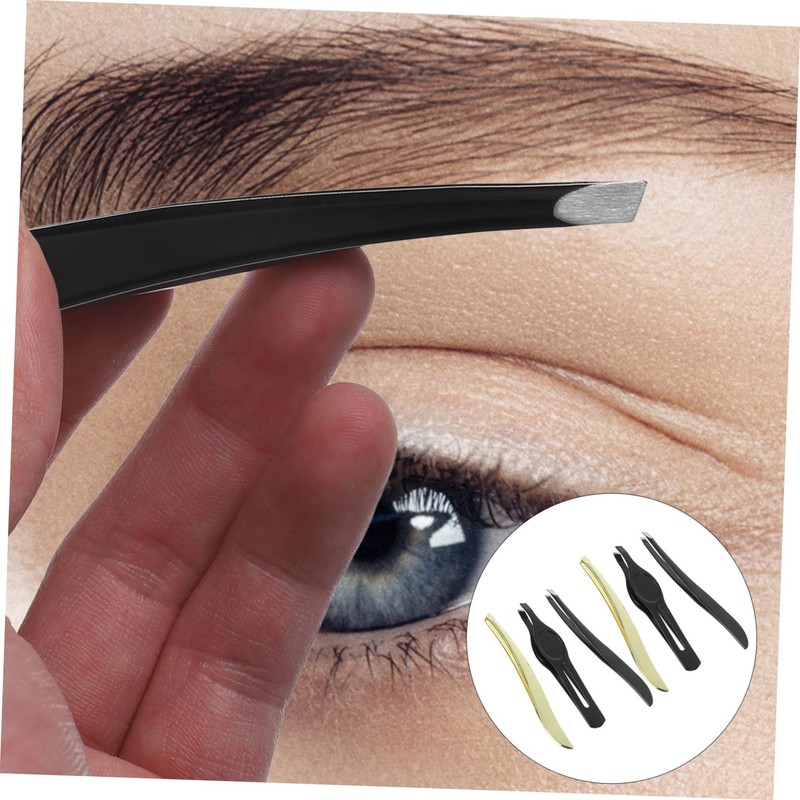 Healeved 3 Sets Ergonomic Handle Eyebrow Clip Tweezers Set Eyebrow