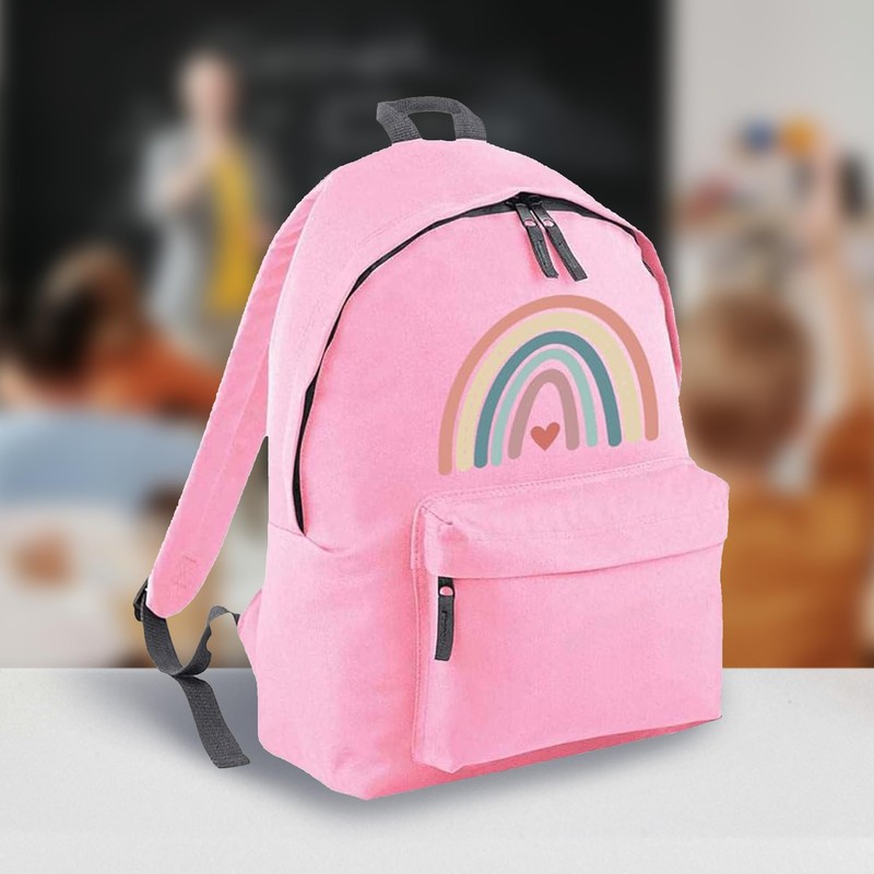 Hoolaroo Backpack For Girls School Bag Rucksack Pink Boho Rainbow