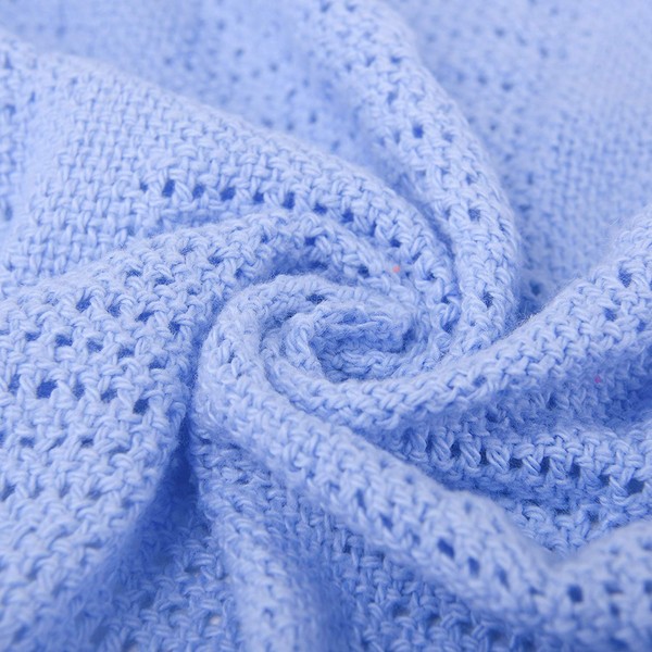 DUDU N GIRLIE Cot Bed Cellular Blanket - Extra Soft Baby Blanket -100% Soft Breathable Cotton All Season Blanket - Travel Cot Blanket (100 x 150 cm) Blue.