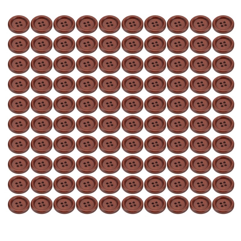 100Pcs Wooden Button 20mm 4 Holes Delicate Cute Waterproof Clothing