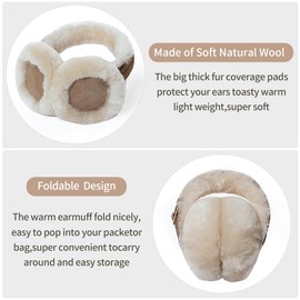 Unisex Ear Warmer Earmuffs Winter Sheepskin Earmuffs Outdoor Ear Cover,Camel