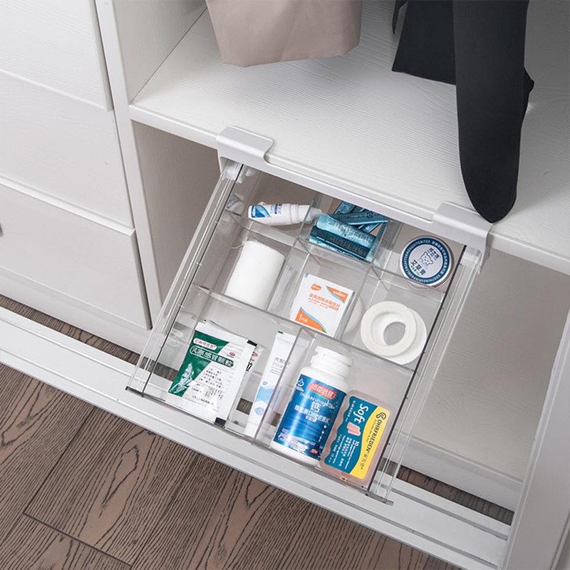 vacane Kitchen Organizer Drawer, Clear Under Shelf Drawer,Pantry Drawer Under