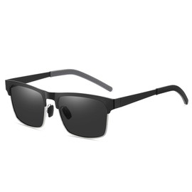 Suertree Men's Polarised Sunglasses, Square Sunglasses, UV400 Protection, Rectangular Sun Glasses, Outdoor Sports, Fashion Sunglasses, Black1+Grey