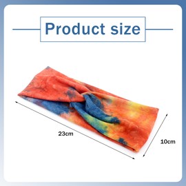 DHWEKU Hair Bands Women's Wide Elastic Soft 3 Pieces Summer Boho Headband Print Hair Accessories Yoga Sports Hair Band Multicoloured Thin Headbands (Tie Dye)