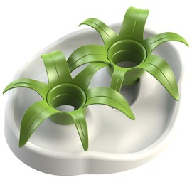 AïKiou Thin Kat Interactive Cat Bowl Slow Feed Flower Puzzle, White/Green